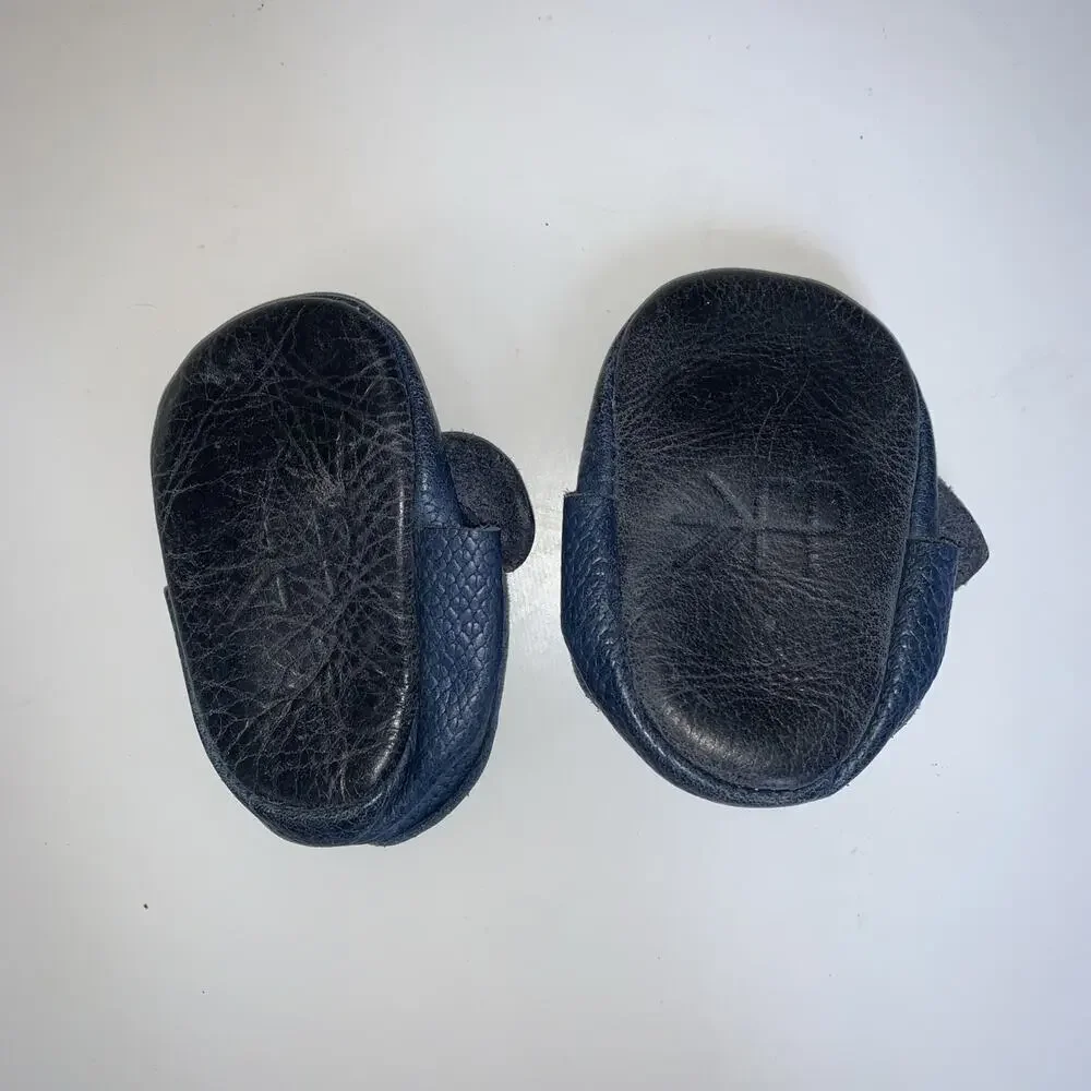 Freshly Picked Toddler Shoes Size 1 Blue Leather Bow Moccasins